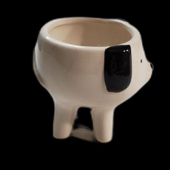 Furry Friends Planter Black and White Dog by Shey West - Picture 3 of 6